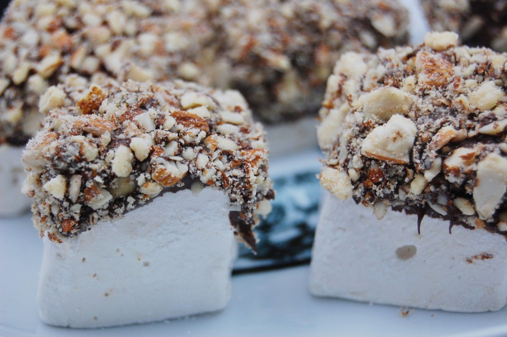 Amaretto Marshmallows Dipped in Chocolate and Almonds
