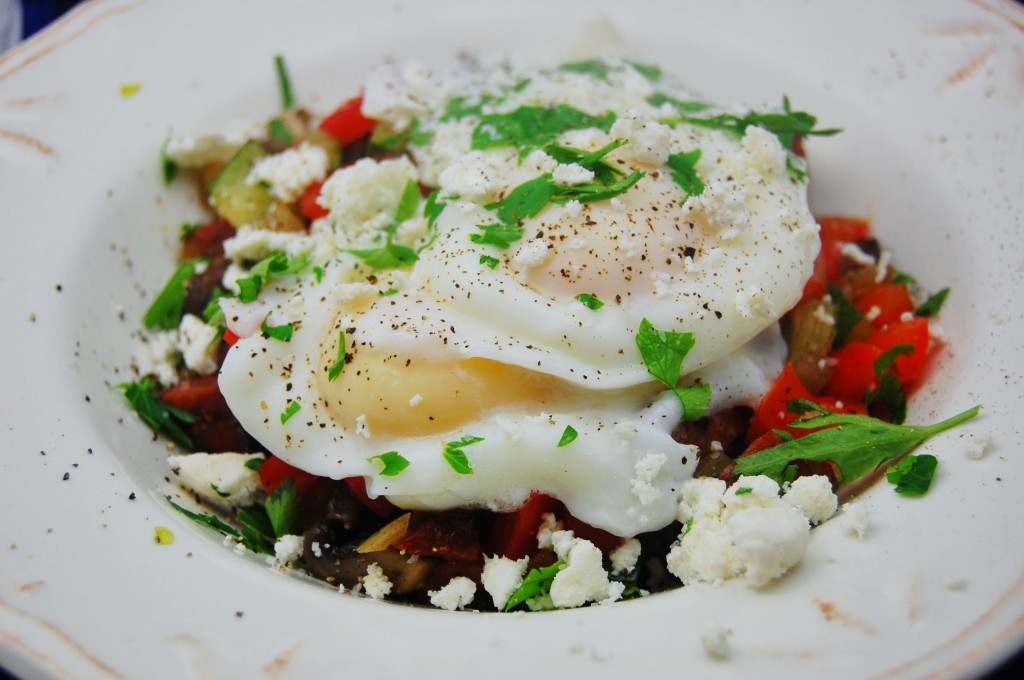 Zucchini Calabrese Hash with Poached Eggs